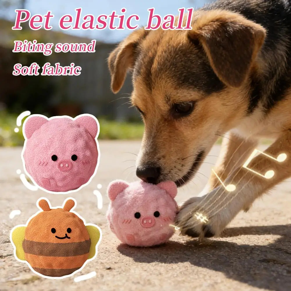 Plush Ball Dog Toy, Interactive Dog Toys, Jumping Bouncy Ball Squeaky Chew Toy Ball  Durable Puppy Teething Toys