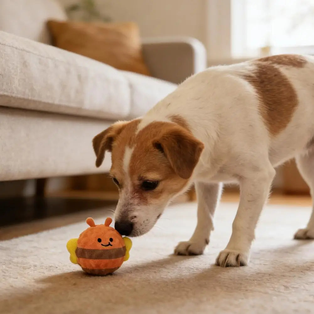 Plush Ball Dog Toy, Interactive Dog Toys, Jumping Bouncy Ball Squeaky Chew Toy Ball  Durable Puppy Teething Toys