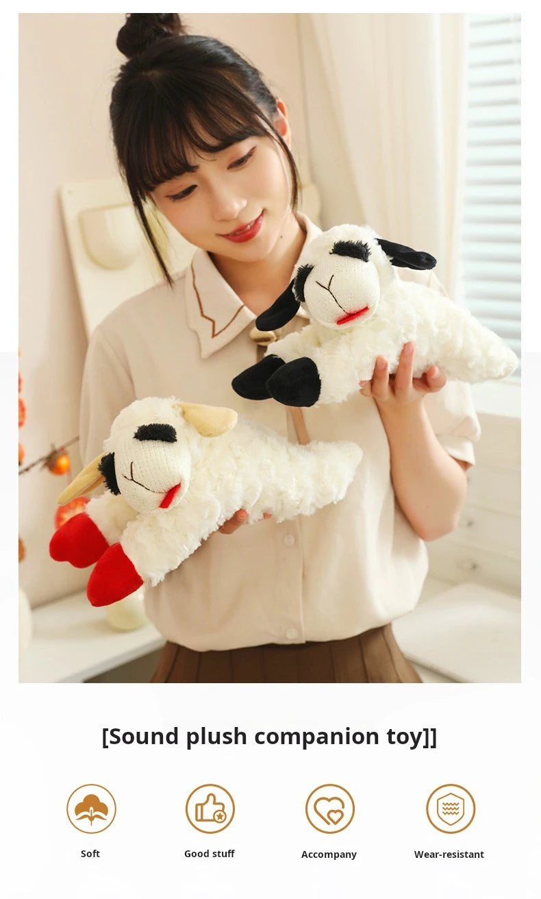 Plush Dog Toys With Squeaky Lamb Anime Lying Sheep Alpaca Plush Stuffed Interactive Toys For Dog Pet Toy Supplies