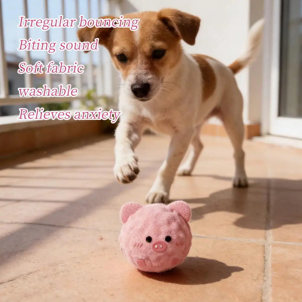 Plush Ball Dog Toy, Interactive Dog Toys, Jumping Bouncy Ball Squeaky Chew Toy Ball  Durable Puppy Teething Toys