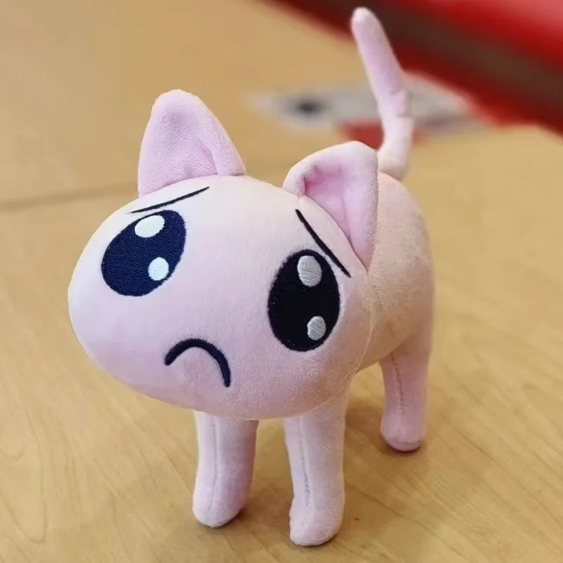 New Cartoon Pink Sad Cat Plush Toys Kawaii Mini Unhappy Cat Animals Plush Doll Cute Big Eyes Cat Stuffed Doll Plushie Party Gift