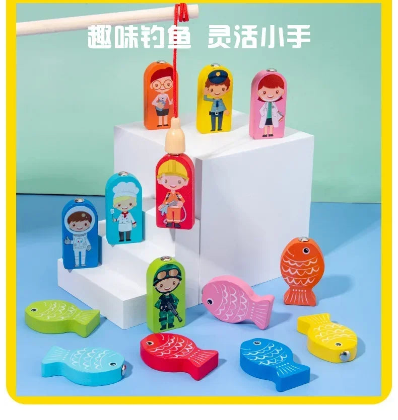 Educational Toys Puzzle Board for Montessori Learning Game Mathematical Counting Fishing Color Matching Toy for Children's Gift