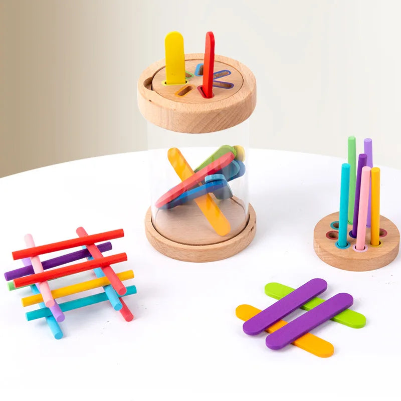 Montessori Toys Wooden Color Sorting Toys Fine Motor Skills Sensory Matching Games Educational Kid Toys For 1-3 Year Old 3+ Gift