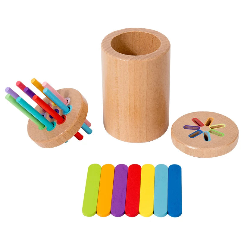 Montessori Toys Wooden Color Sorting Toys Fine Motor Skills Sensory Matching Games Educational Kid Toys For 1-3 Year Old 3+ Gift