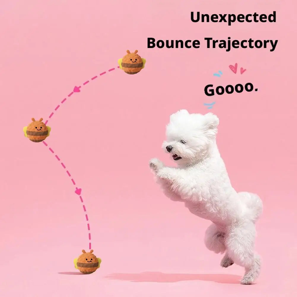Plush Ball Dog Toy, Interactive Dog Toys, Jumping Bouncy Ball Squeaky Chew Toy Ball  Durable Puppy Teething Toys