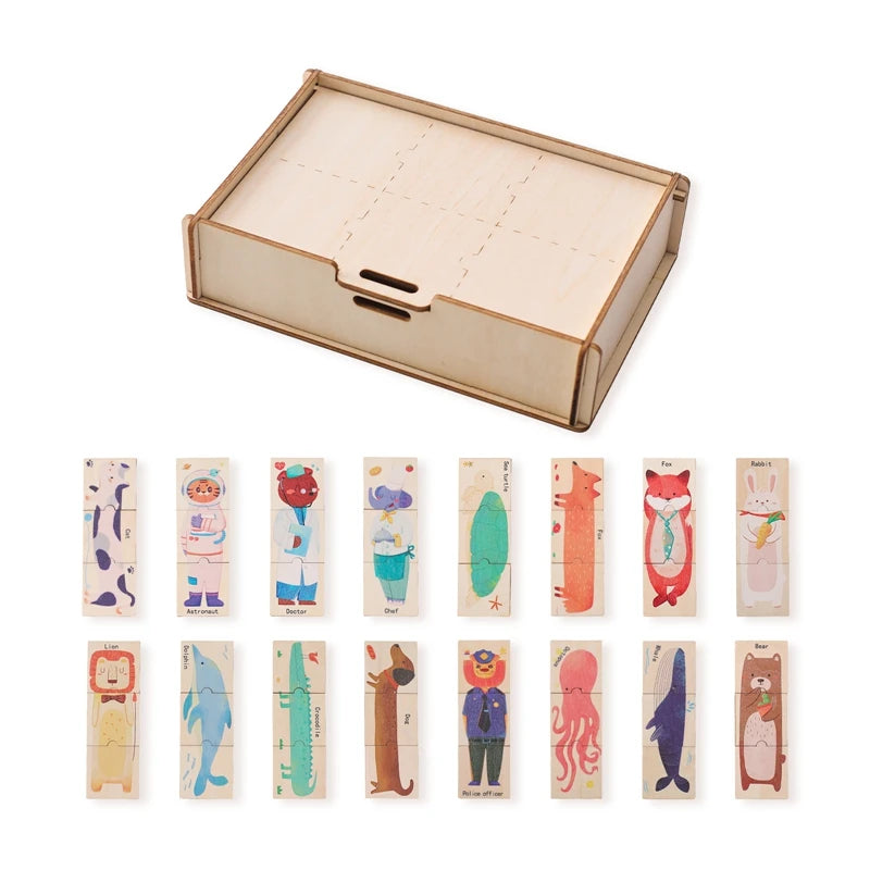 Educational Montessori Toys For Babies Wooden Cartoon Animal Puzzle Series Baby Animal Cognition Game Hand And Foot Exercise Toy