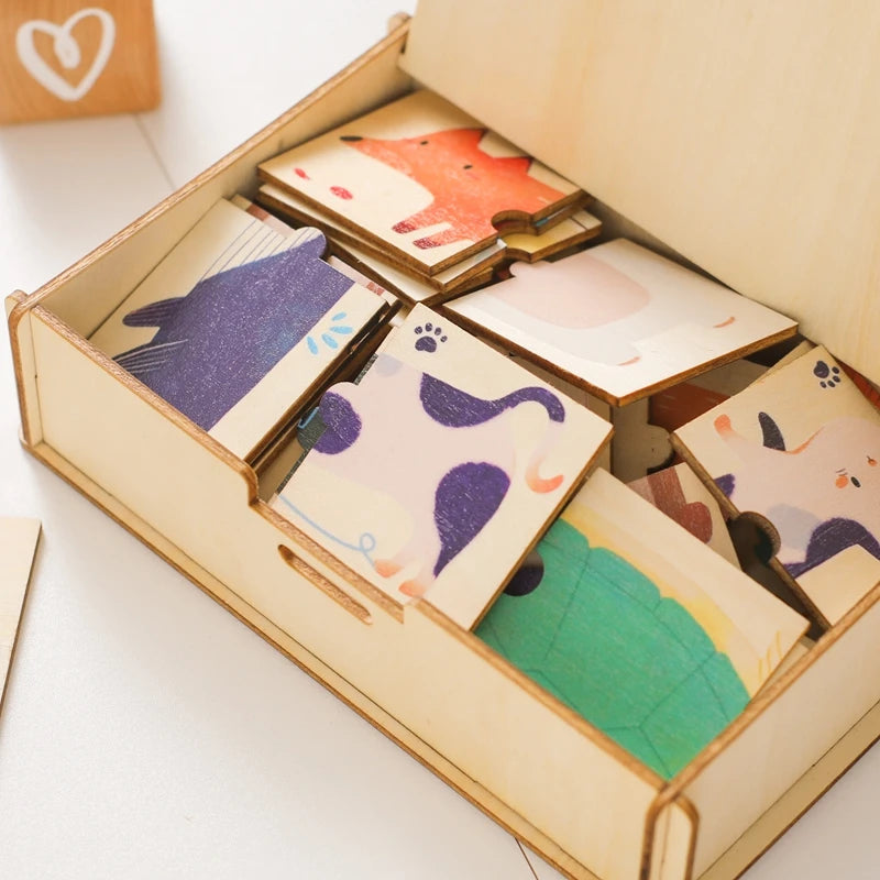 Educational Montessori Toys For Babies Wooden Cartoon Animal Puzzle Series Baby Animal Cognition Game Hand And Foot Exercise Toy