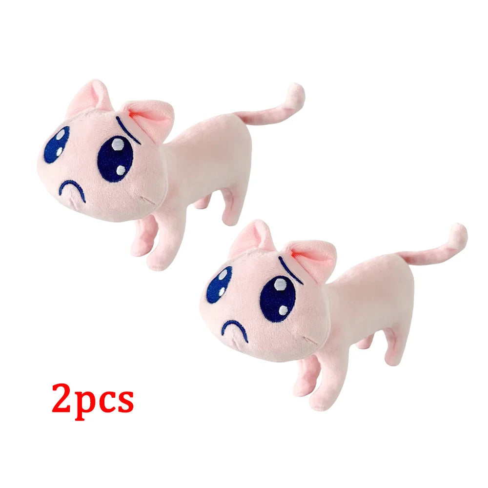 New Cartoon Pink Sad Cat Plush Toys Kawaii Mini Unhappy Cat Animals Plush Doll Cute Big Eyes Cat Stuffed Doll Plushie Party Gift