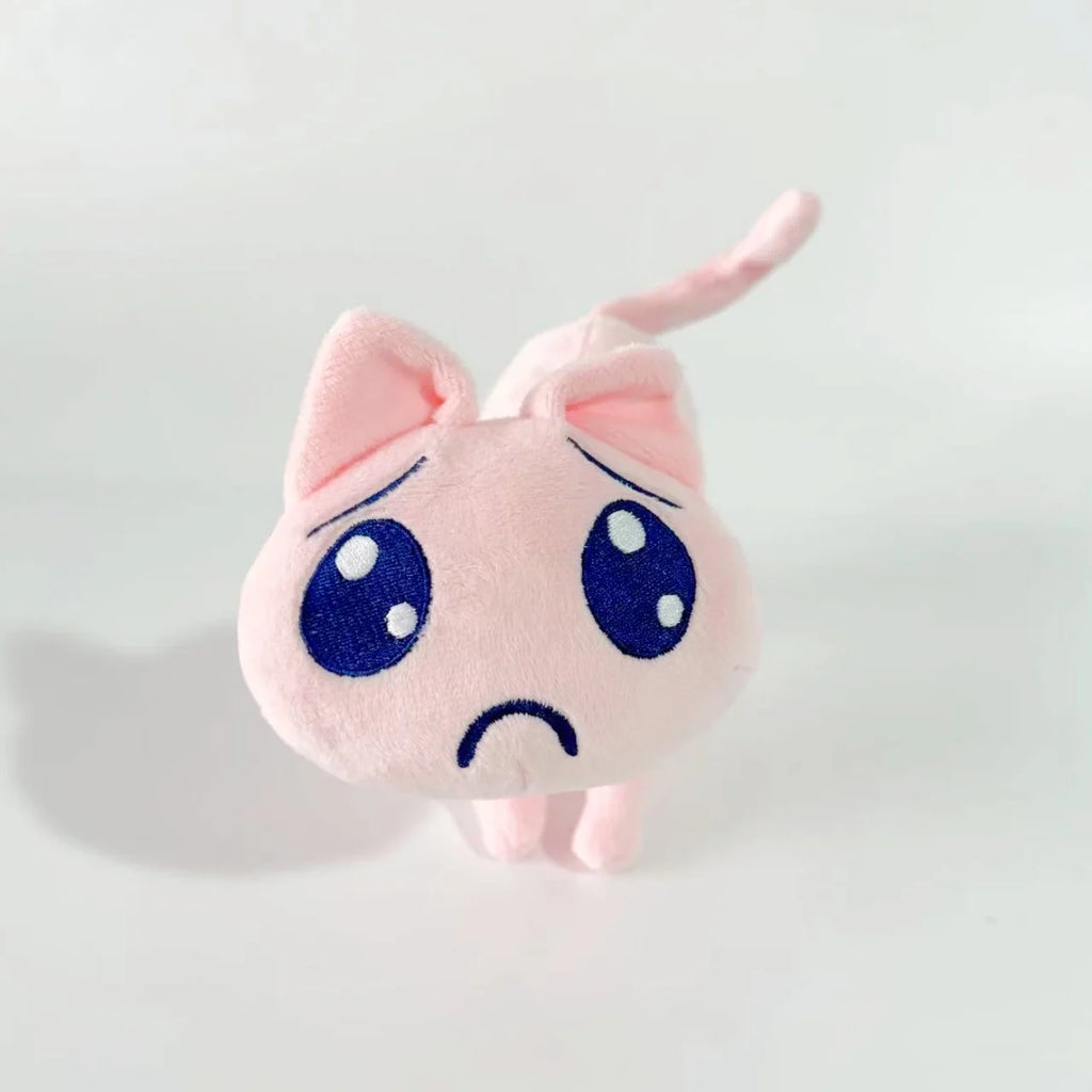 New Cartoon Pink Sad Cat Plush Toys Kawaii Mini Unhappy Cat Animals Plush Doll Cute Big Eyes Cat Stuffed Doll Plushie Party Gift