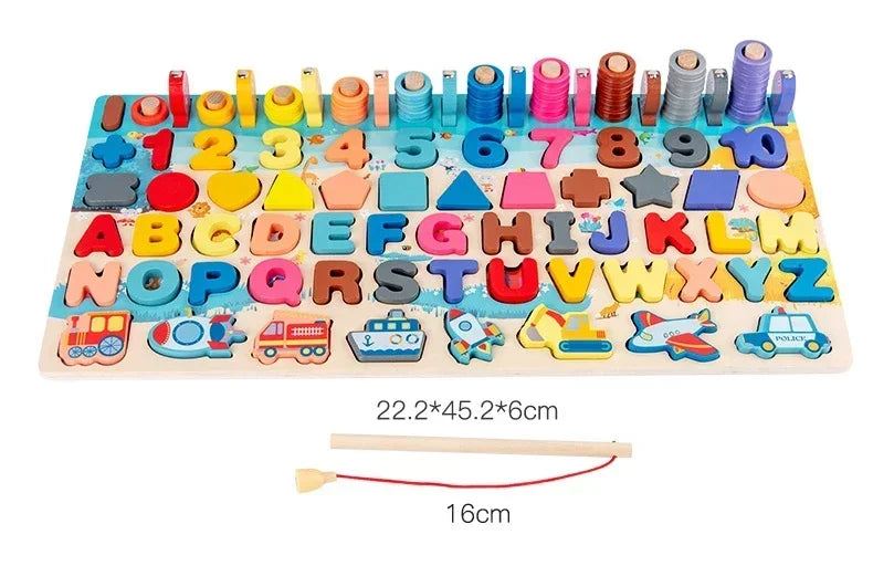 Educational Toys Puzzle Board for Montessori Learning Game Mathematical Counting Fishing Color Matching Toy for Children's Gift