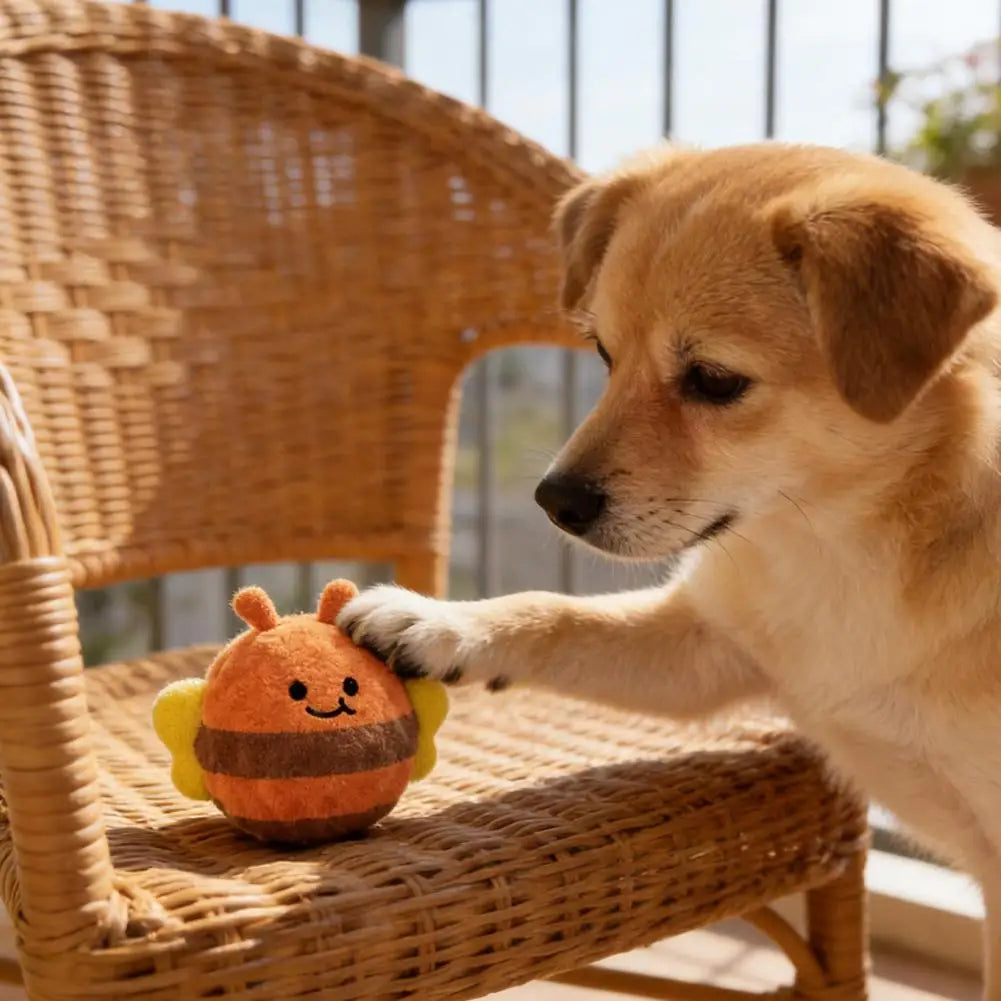 Plush Ball Dog Toy, Interactive Dog Toys, Jumping Bouncy Ball Squeaky Chew Toy Ball  Durable Puppy Teething Toys