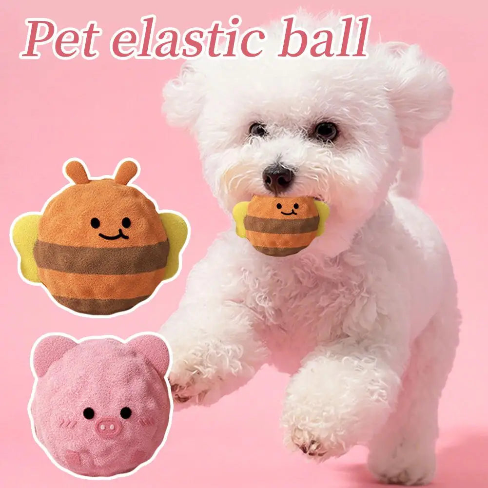 Plush Ball Dog Toy, Interactive Dog Toys, Jumping Bouncy Ball Squeaky Chew Toy Ball  Durable Puppy Teething Toys