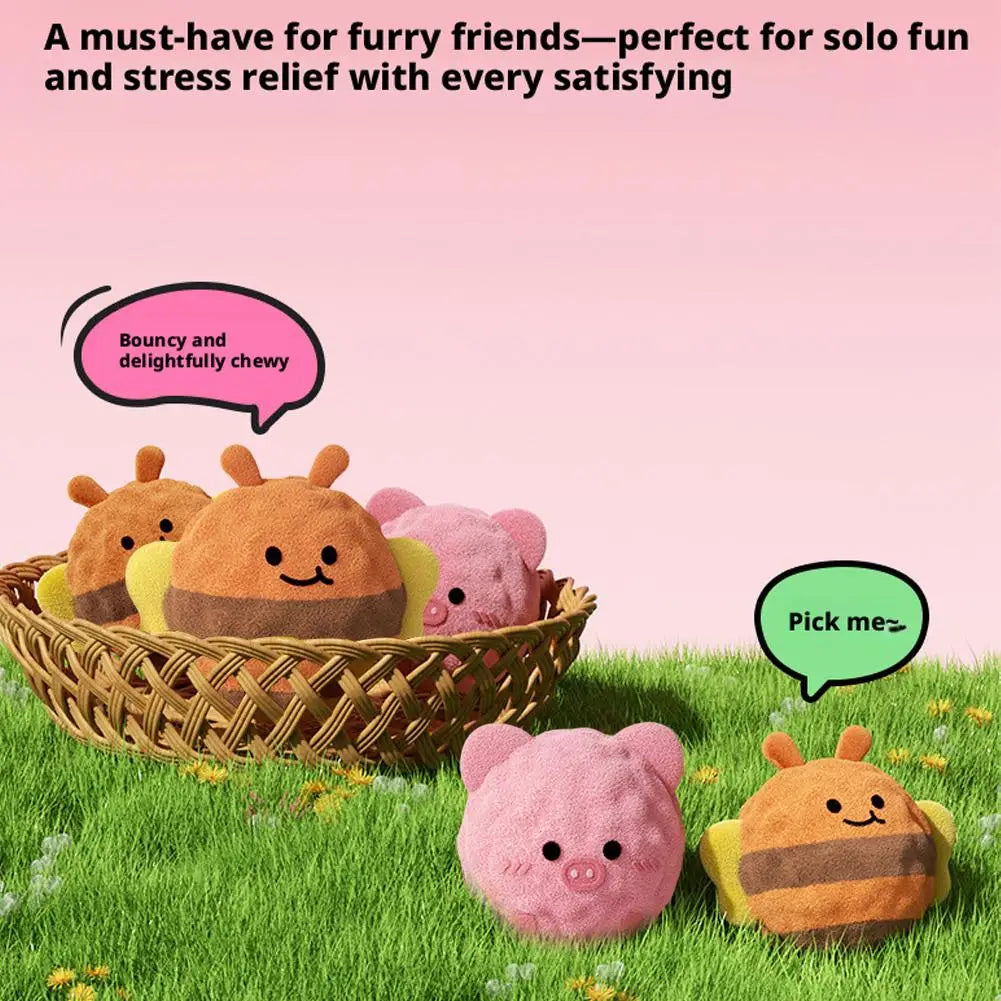 Plush Ball Dog Toy, Interactive Dog Toys, Jumping Bouncy Ball Squeaky Chew Toy Ball  Durable Puppy Teething Toys