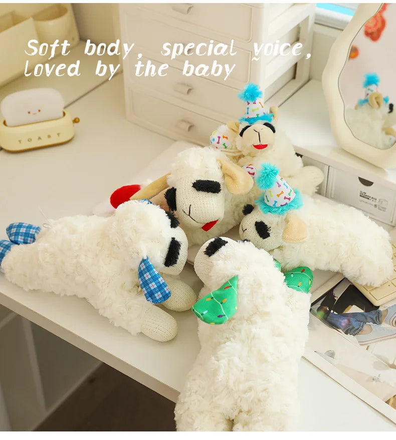 Plush Dog Toys With Squeaky Lamb Anime Lying Sheep Alpaca Plush Stuffed Interactive Toys For Dog Pet Toy Supplies