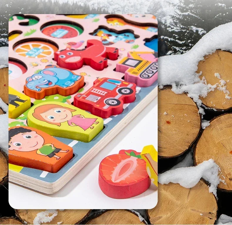 Educational Toys Puzzle Board for Montessori Learning Game Mathematical Counting Fishing Color Matching Toy for Children's Gift