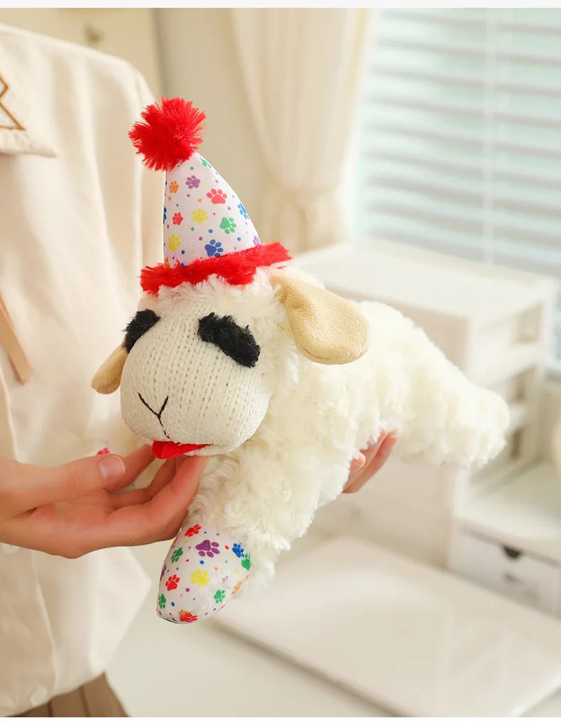 Plush Dog Toys With Squeaky Lamb Anime Lying Sheep Alpaca Plush Stuffed Interactive Toys For Dog Pet Toy Supplies
