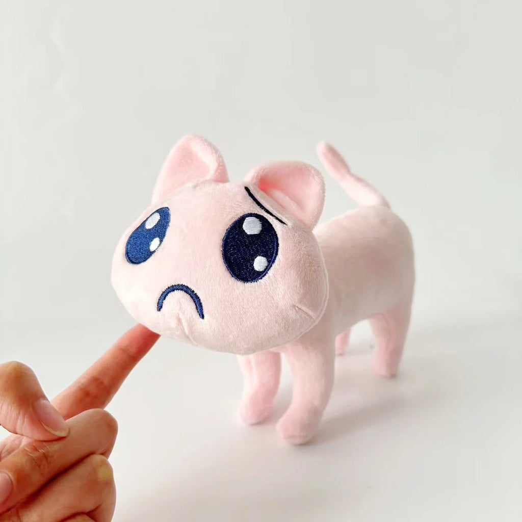 New Cartoon Pink Sad Cat Plush Toys Kawaii Mini Unhappy Cat Animals Plush Doll Cute Big Eyes Cat Stuffed Doll Plushie Party Gift