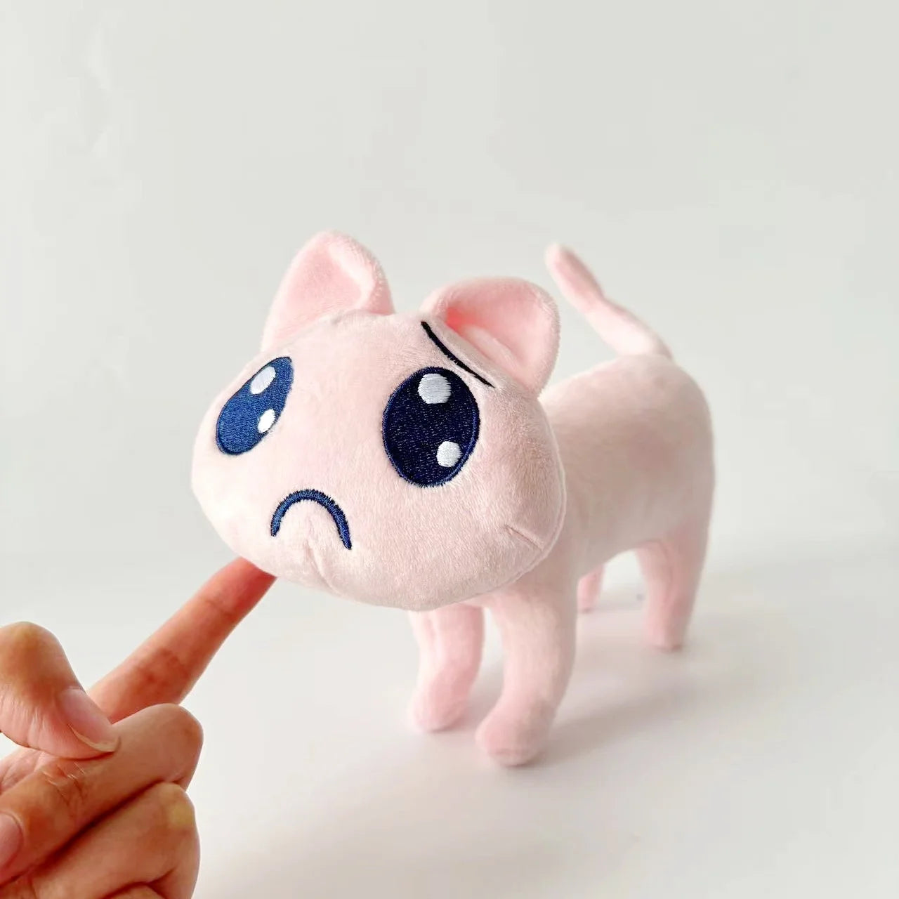 New Cartoon Pink Sad Cat Plush Toys Kawaii Mini Unhappy Cat Animals Plush Doll Cute Big Eyes Cat Stuffed Doll Plushie Party Gift