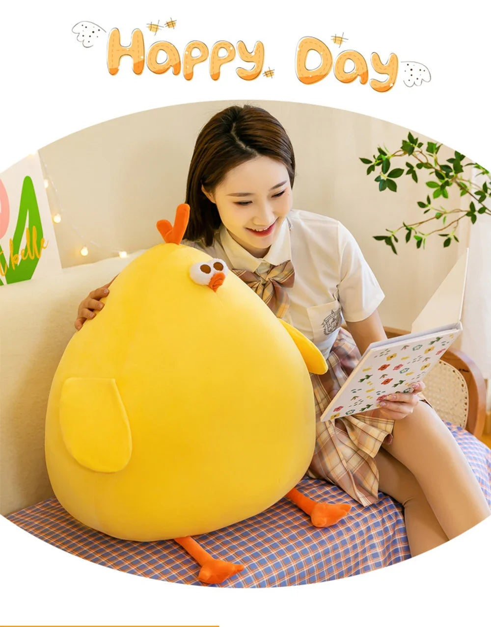 Funny Fat Chicken Plush Toys Pillow Soft Simulation Cute Plushie Dolls Neck Pillow Stuffed Animal For Boys Girls Festival Gifts