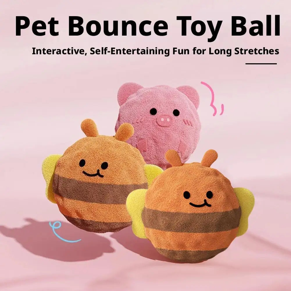 Plush Ball Dog Toy, Interactive Dog Toys, Jumping Bouncy Ball Squeaky Chew Toy Ball  Durable Puppy Teething Toys