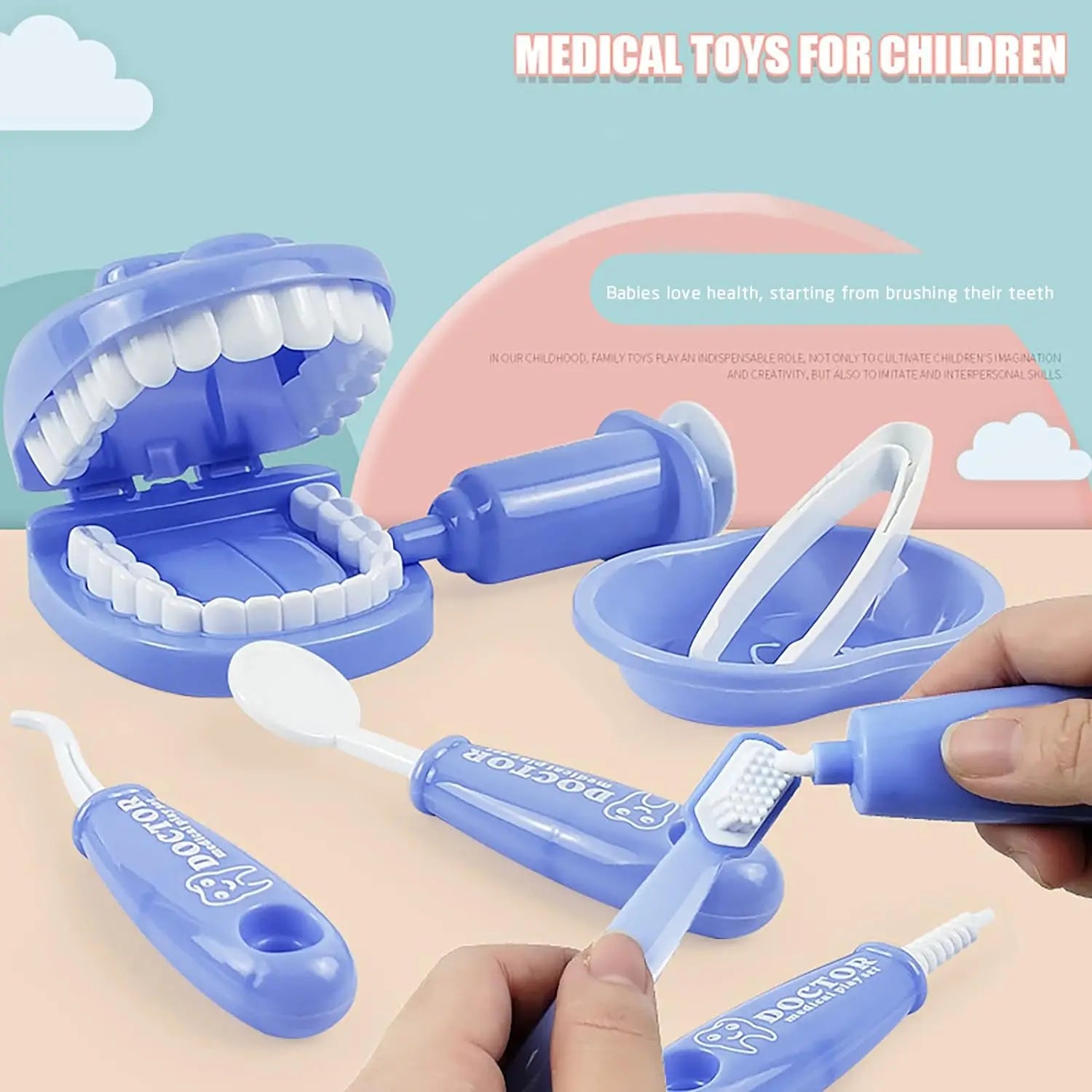 Montessori Educational Toys Children Early Learning Doctors Dentist Role Play Kits Kid Intelligence Brushing Tooth Teaching Aids