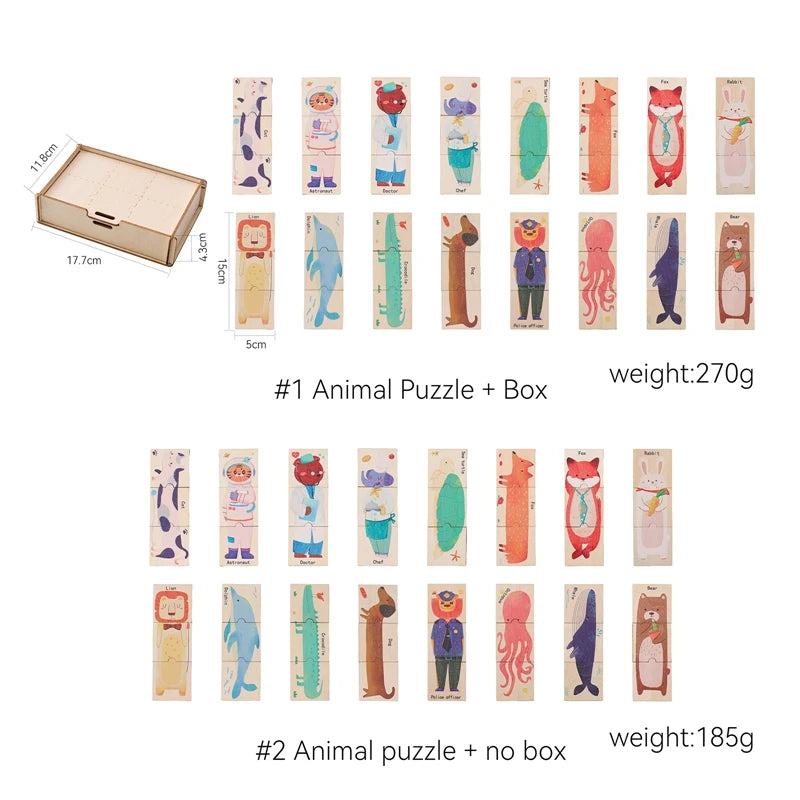 Educational Montessori Toys For Babies Wooden Cartoon Animal Puzzle Series Baby Animal Cognition Game Hand And Foot Exercise Toy